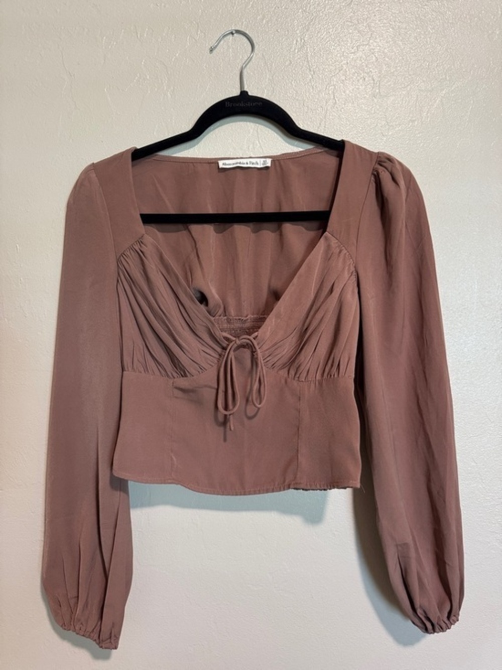 Abercrombie & Fitch Dusty Rose Square-Neck Peplum Blouse